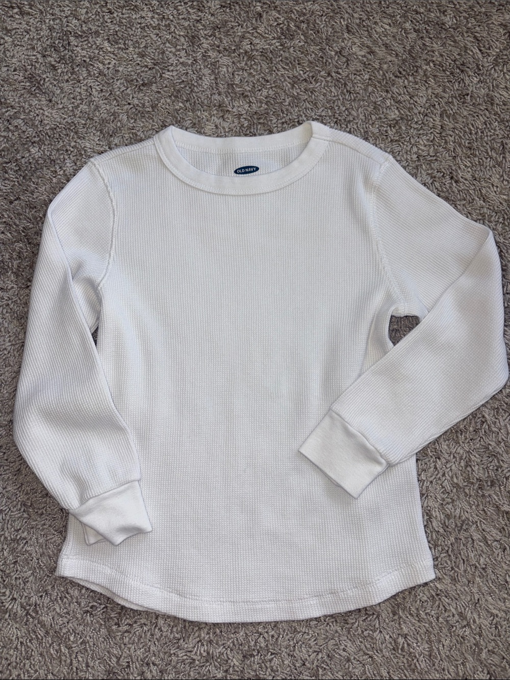 Old Navy White Crewneck Thermal Sweater. Size 6/7 unisex